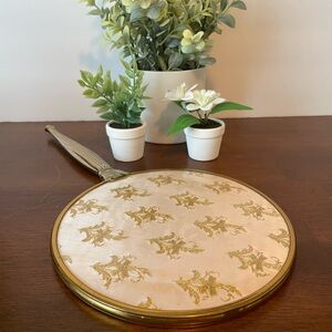 Not For Sale - Vintage Mid Century Hand Held Gold Table Top Mirror